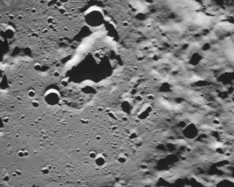 FILE PHOTO: A picture taken from the camera of the lunar landing spacecraft Luna-25 shows the Zeeman crater located on the far side of the moon, August 17, 2023. Roscosmos/Handout via REUTERS ATTENTION EDITORS - THIS IMAGE HAS BEEN SUPPLIED BY A THIRD PARTY. MANDATORY CREDIT./File Photo Acquire Licensing Rights