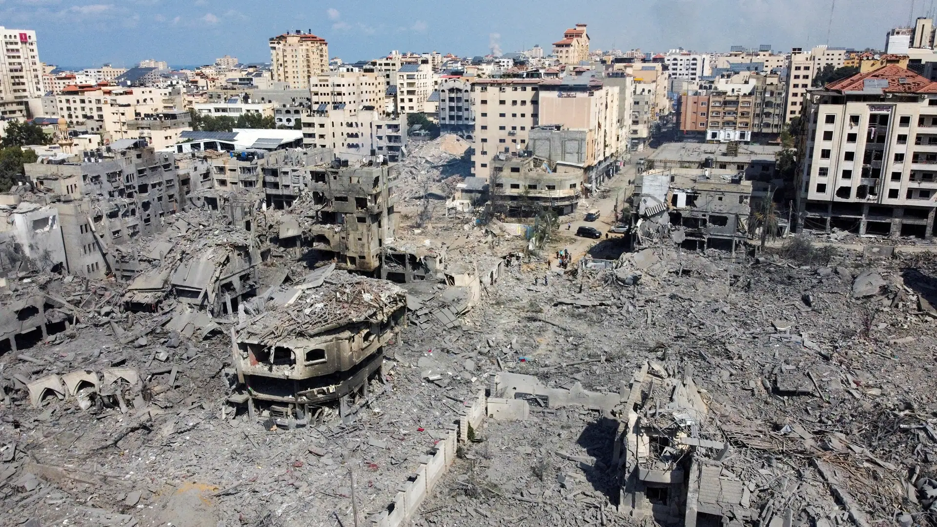 View shows houses and buildings destroyed by Israeli strikes in Gaza City