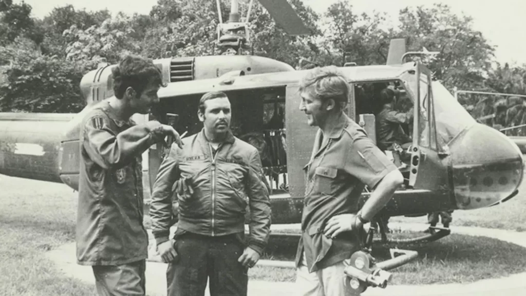 Australian cameraman Neil Davis while working in Cambodia 1971. Australian War Memoria CC BY NC