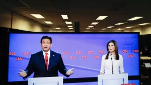 Ron DeSantis left and Nikki Haley have spent more time attacking each other than Trump