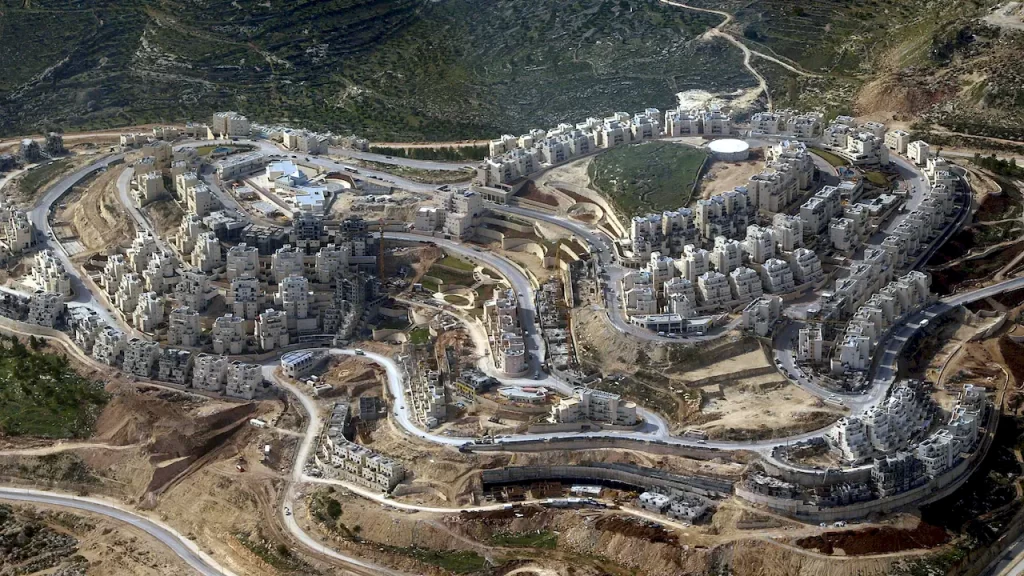 Aerial view of the West Bank Jewish settlement of Har Homa