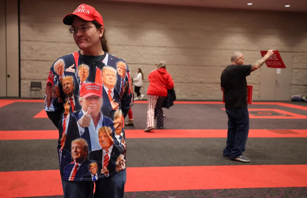 Scott Urban a rally goer outfitted in his Trump regalia