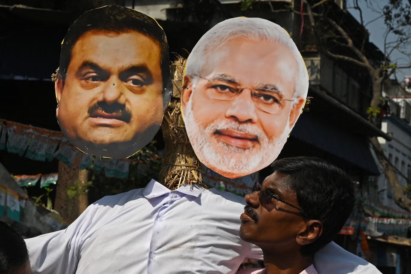 effigy Modi and Adani