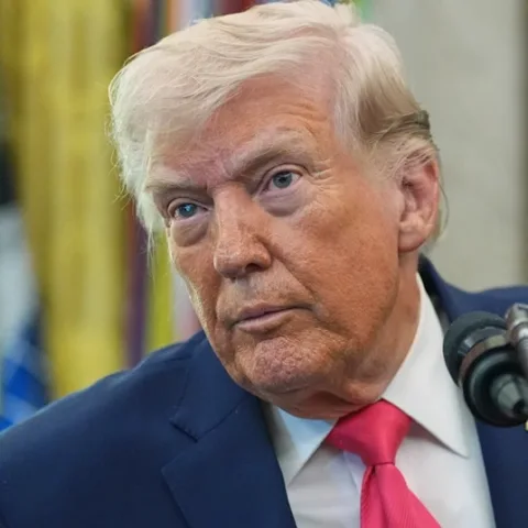 US President Donald Trump listens to a reporter during the swearing in for Homeland Security Secretary Markwayne Mullin in the Oval Office of the White House, Tuesday, March 24, 2026, in Washington. (Photo: AP)