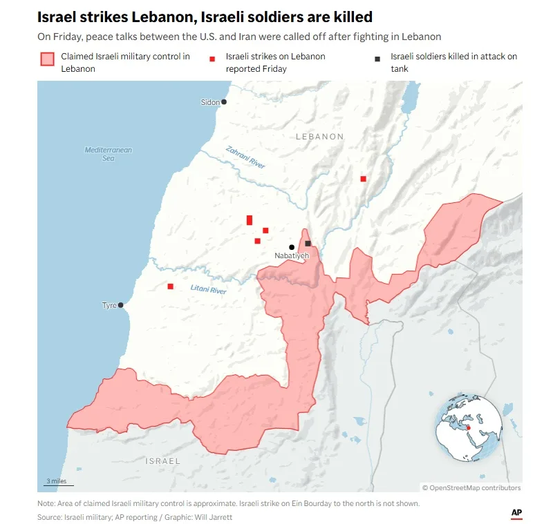Talks between the US and Iran are called off because of fighting in Lebanon, officials say 1 Israel Lebanon