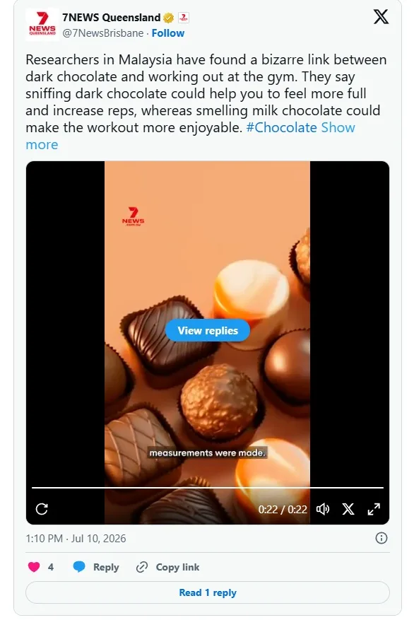 Does sniffing chocolate really help ‘leg day’ at the gym? 1 dark chocolate