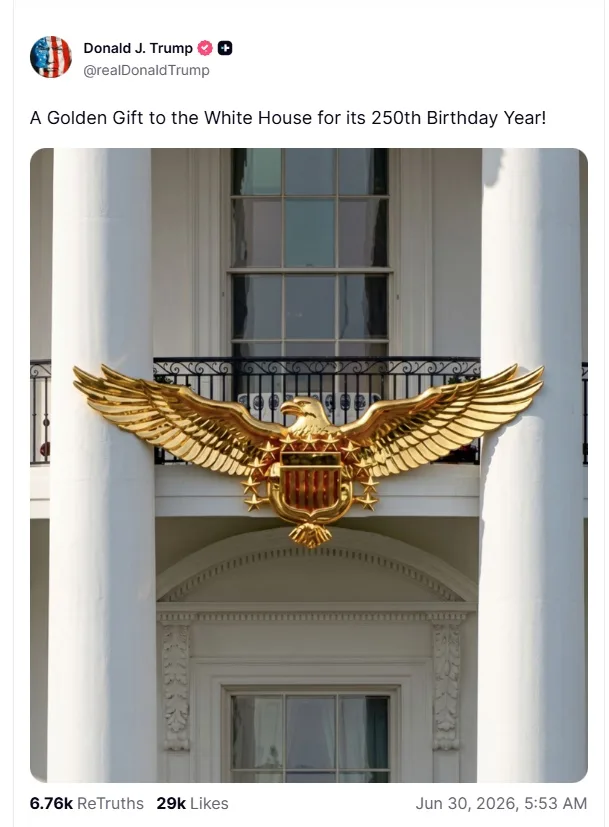 The US is turning 250 – and Trump is making it all about him 1 golden gift