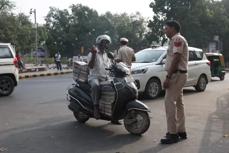 <center><i>A police officer questions a commuter on the second day of protests by the Cockroach Janta Party (CJP) demanding the resignation of India's Chief Election Commissioner Gyanesh Kumar, in New Delhi, India, October 11, 2026. (Photo: Reuters) </center></i> 3211786336