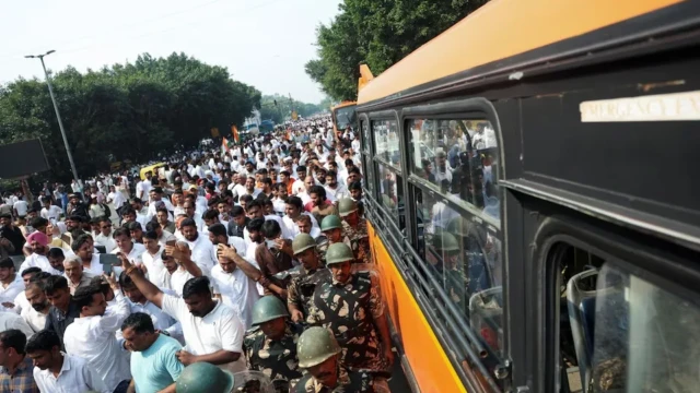<center><i>Opposition parties march to the Supreme Court in a protest against a controversial revision of voter lists that has sparked days of unrest, in New Delhi, India, October 12, 2026. (Photo: Reuters) </i></center> 4063764132