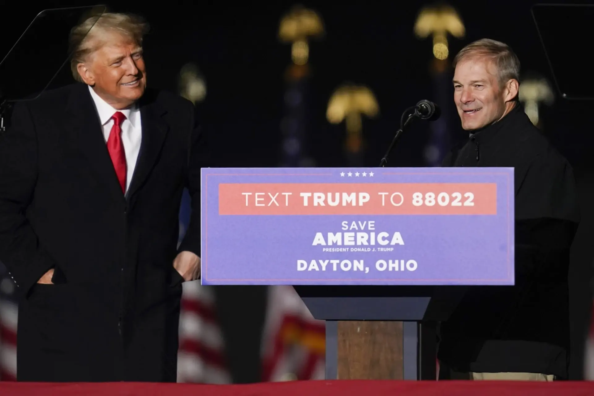 Ex President Donald Trump welcomes Rep. Jim Jordan, R-Ohio