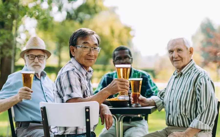 Why women live longer than men? 2 old men drinking alcohol