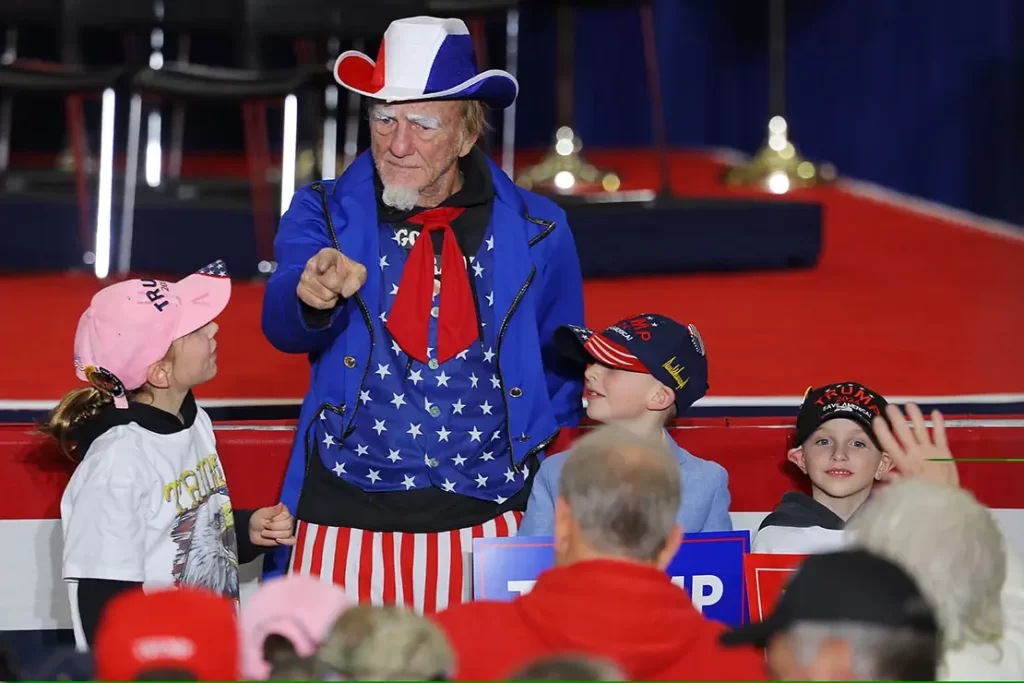 Deconstructing the spectacle and stagecraft of a Donald Trump rally 3 Duane Schwingel a Trump superfan who calls himself Uncle Jam