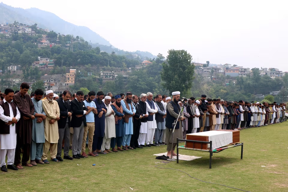 India strikes Pakistan over tourist killings, Pakistan says it will retaliate 1 people offer funeral prayers