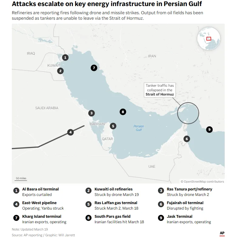 Iran intensifies attacks on oil and gas facilities in the Gulf after Israeli strike on key gas field 1 Screenshot 2026 03 19 184302