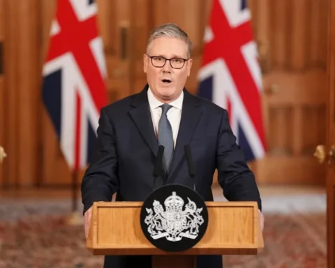 UK Prime Minister Keir Starmer issues a statement at 10 Downing Street, London, on the latest developments in the Middle East, Saturday Feb. 28, 2026. (Photo: AP)