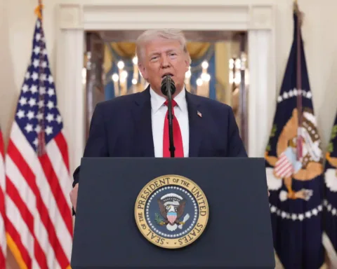 President Donald Trump speaks about the Iran war from the Cross Hall of the White House on Wednesday, April 1, 2026, in Washington.