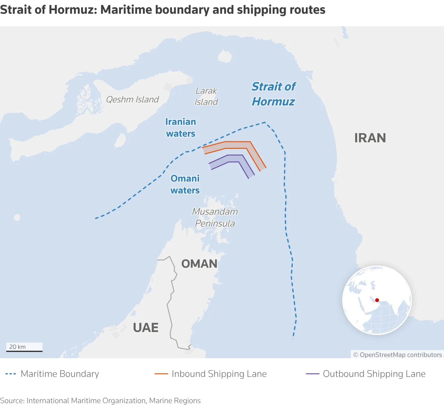 Trump says Iran war should end 'soon', both sides may meet at weekend 1 inbound and outbound shipping lanes in the Strait of Hormuz